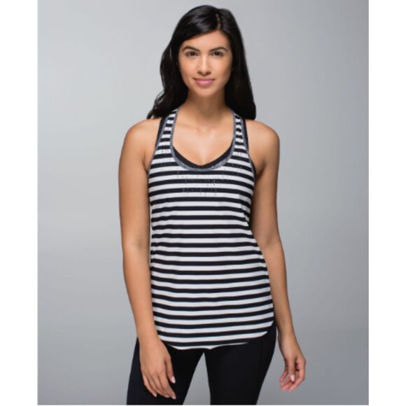 Lululemon Water Bound Singlet Apex Stripe Printed Black Dune Stripe Women’s Sz M - Picture 1 of 7